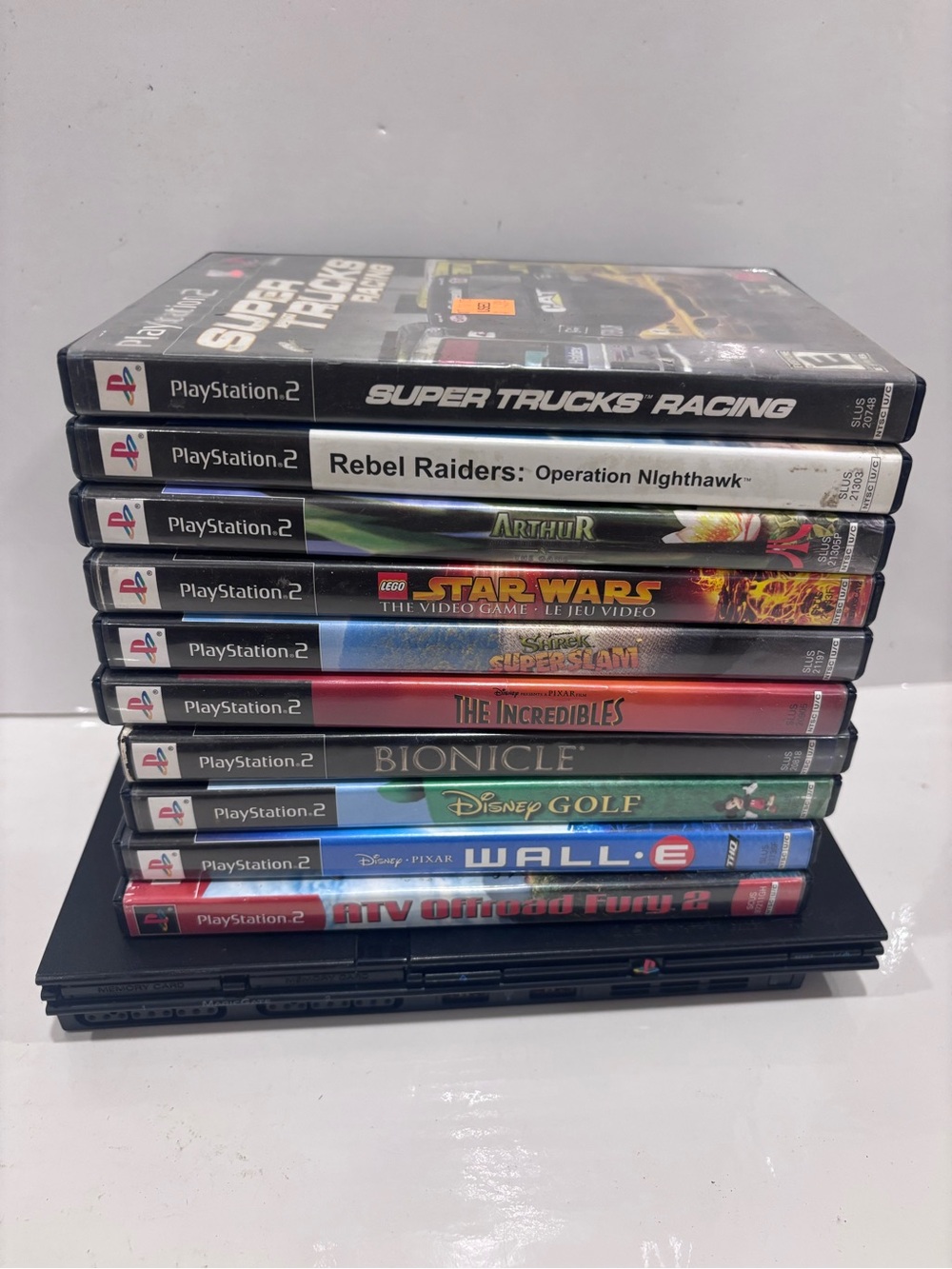 Sony PlayStation 2 PS2 Slim SCPH-75001 Bundle 10 Games 3 Controllers Memory Card